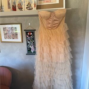 Peach/Cream Ruffle evening dress/gown